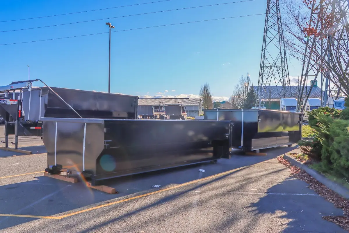 Roll-off dumpster ready for waste disposal at job site for 10 Yard Dumpster Rental in Loyalsock